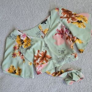 Express Floral Tie Back Crop Top